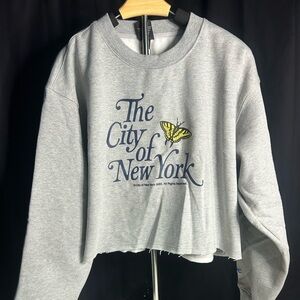 The City of New York cropped Sweatshirt with Yellow Butterfly